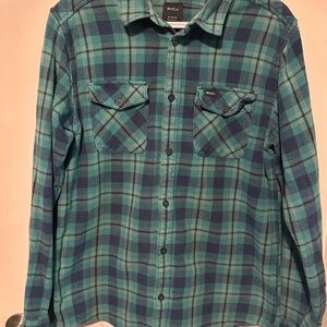 RVCA Men's Blue Plaid Shirt